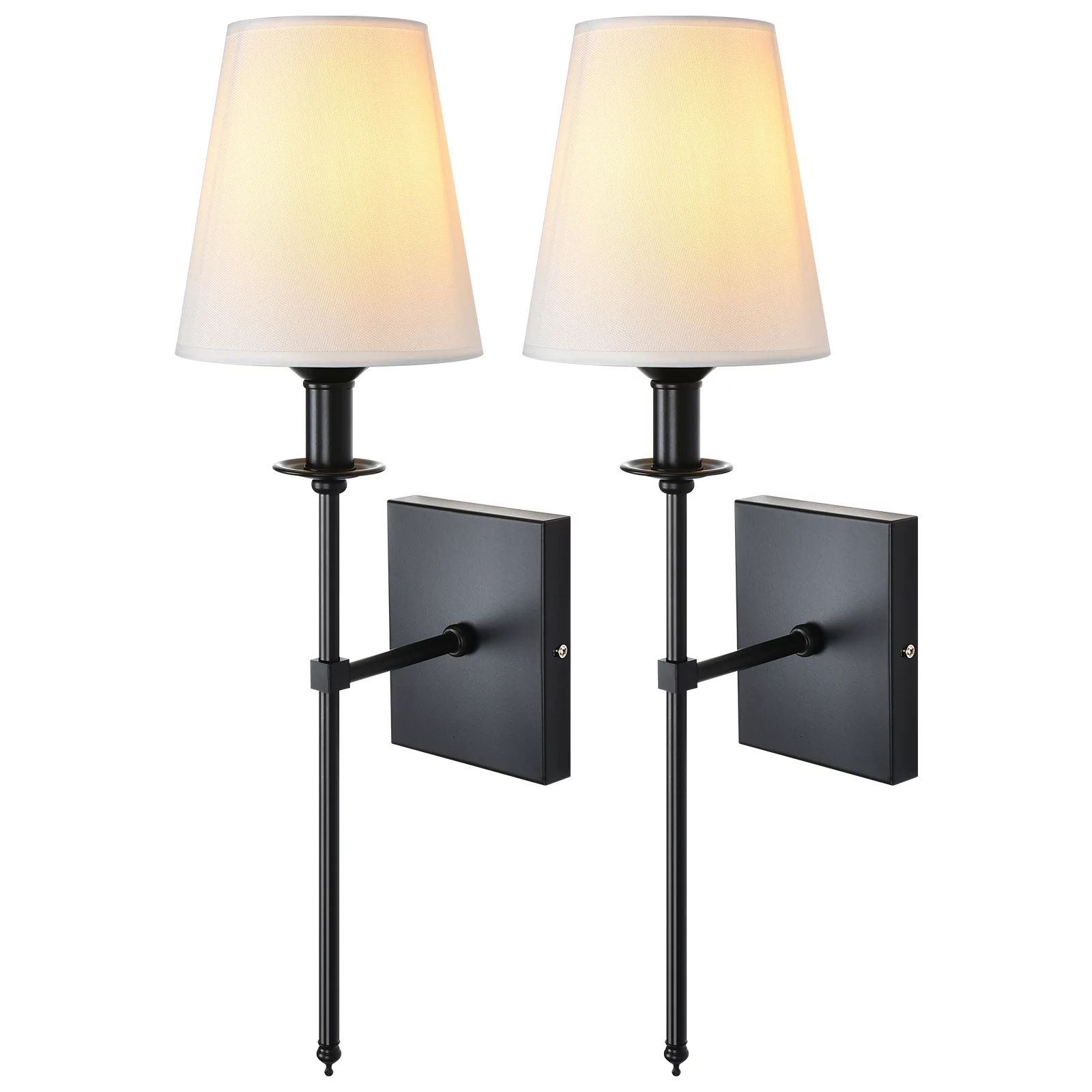 GoYeel Dimmable Wall Sconces Set of 2 Classic Rustic Wall Lighting Matte Black Wall Lamps with Wh... | Walmart (US)