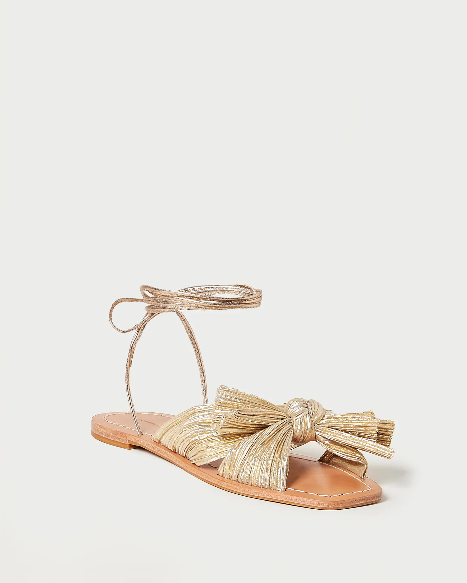 Peony Gold Pleated Bow Slide | Loeffler Randall