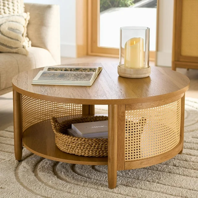 Better Homes & Gardens Springwood Caning Coffee Table, Light Honey Finish | Walmart (US)