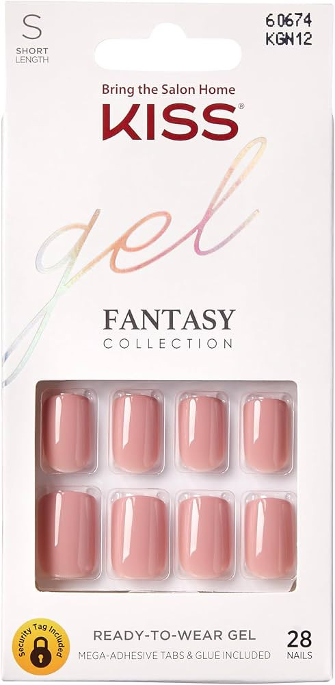 KISS Gel Fantasy Press On Nails, Nail glue included, Ribbons', Pink, Short Size, Squoval Shape, I... | Amazon (US)