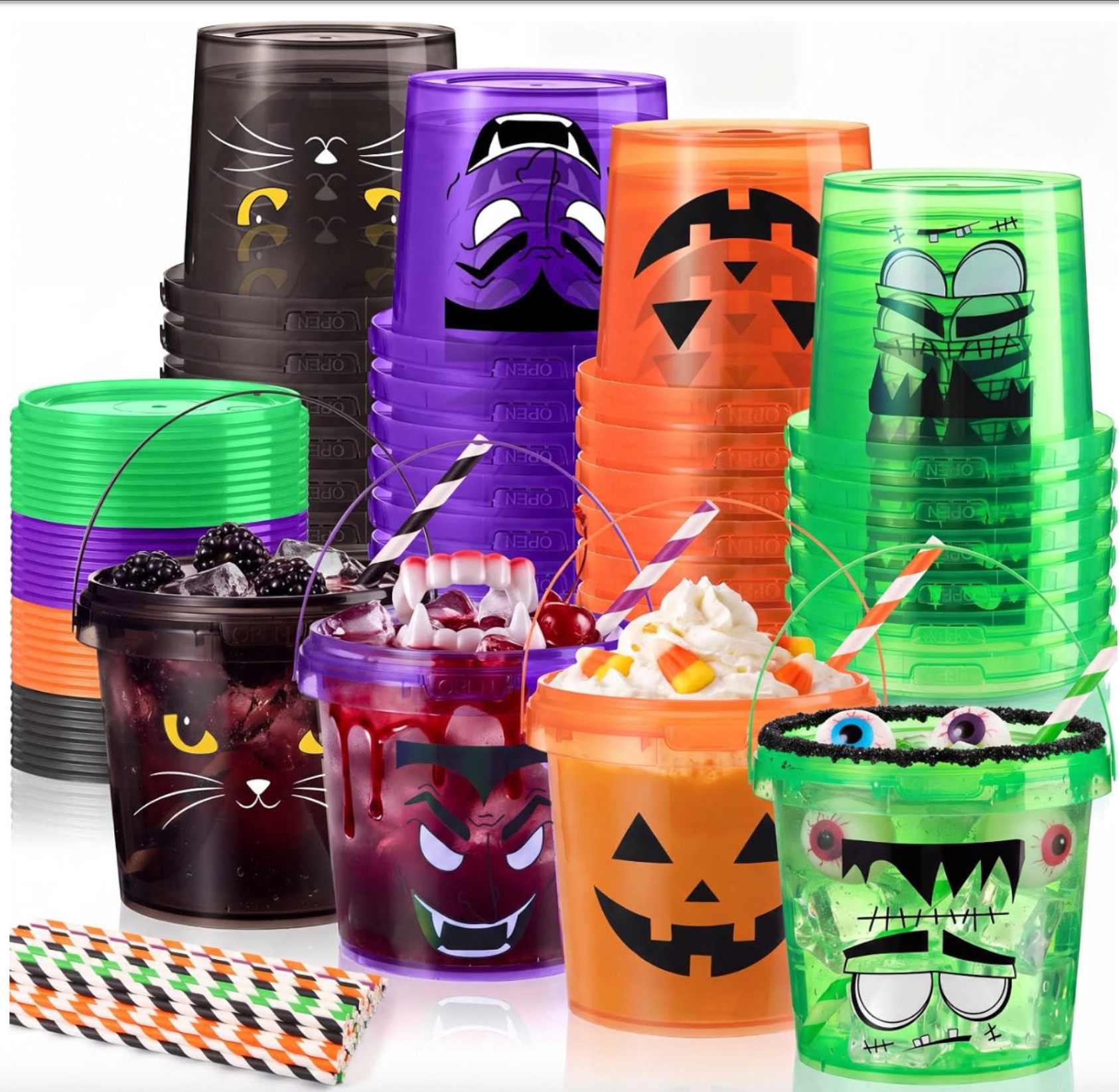 24 Pack Halloween Buckets, 34oz Reusable Funny Party Containers
 

 #LTKSeasonal #LTKU #LTKHome