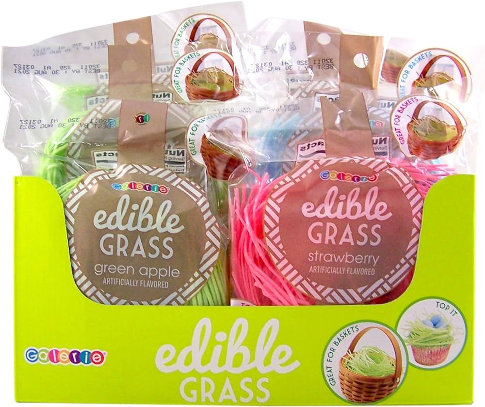 Assorted Strawberry, Blueberry, Green Apple Fruit Flavored Edible Easter Grass, Pack of 6 | Amazon (US)