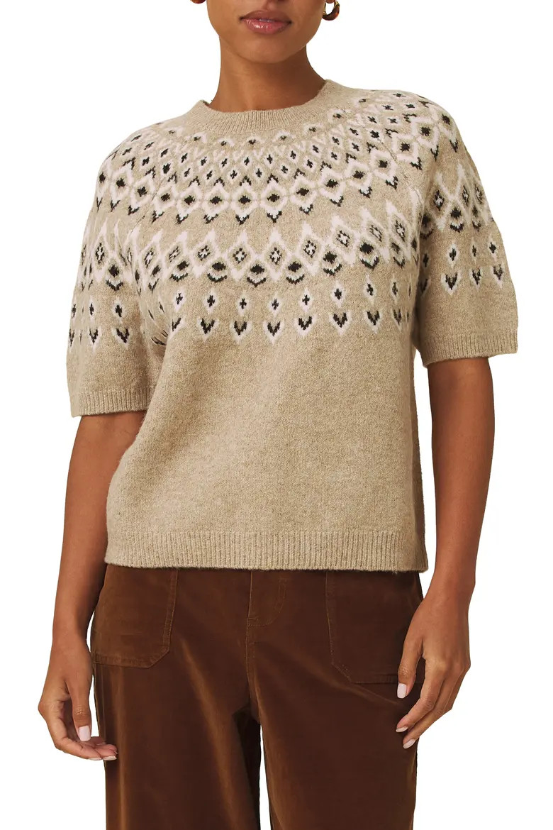 Fair Isle Short Sleeve Sweater (Women) | Nordstrom | Nordstrom