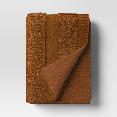 Cozy Bubble Knit Striped Throw Blanket Tan - Threshold™ | Target