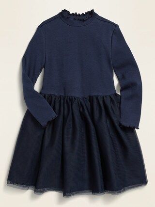 Long-Sleeve Rib-Knit Tutu Dress for Toddler Girls | Old Navy (US)