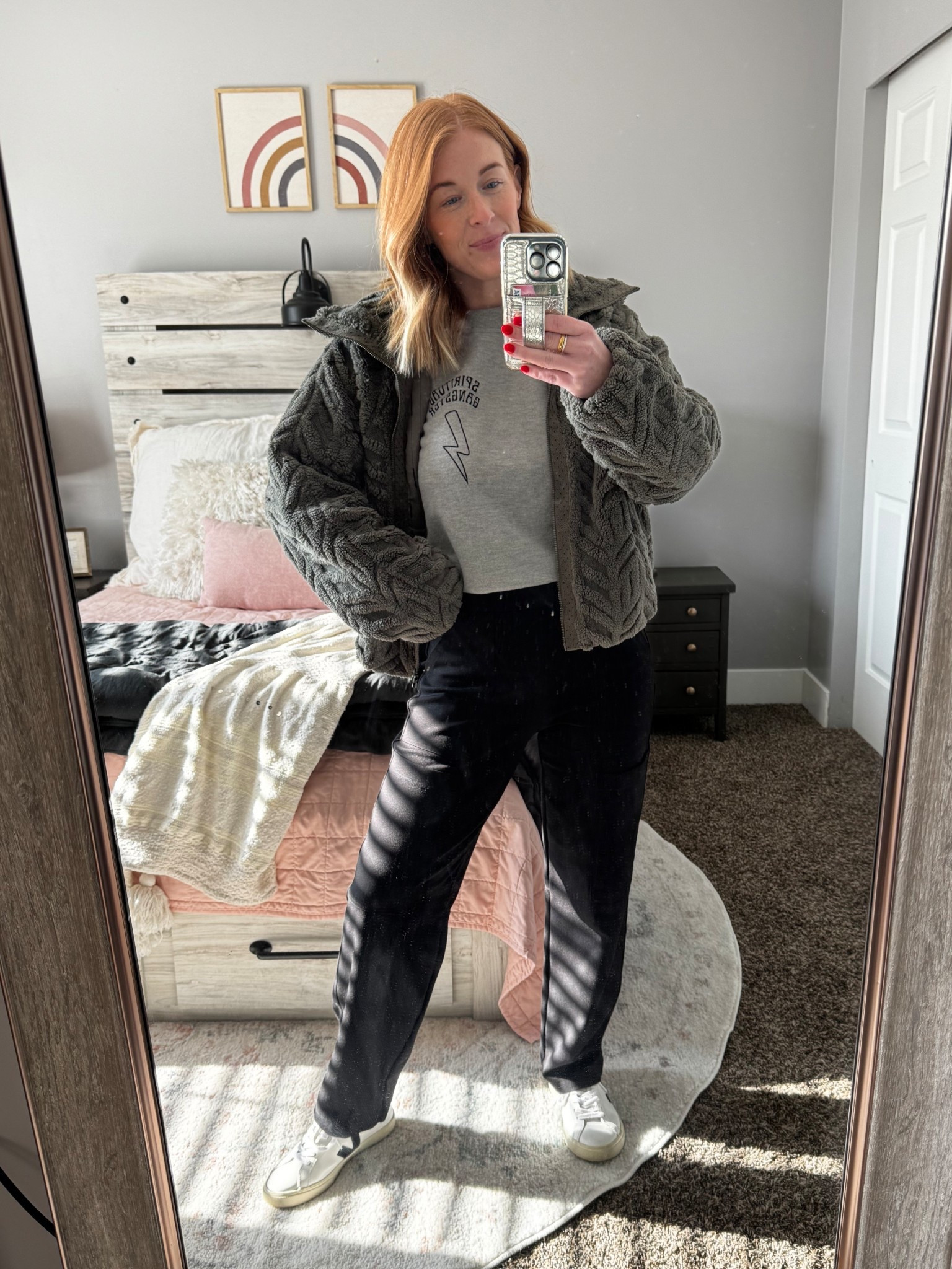 Jacket is a XS
Sweatshirt is a XS
Pants are a XS
Shoes are true size 7.5 or 38

#LTKSeasonal #LTKmomlife #LTKootd