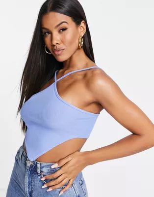 I Saw It First frilly halterneck scarf top in blue | ASOS (Global)