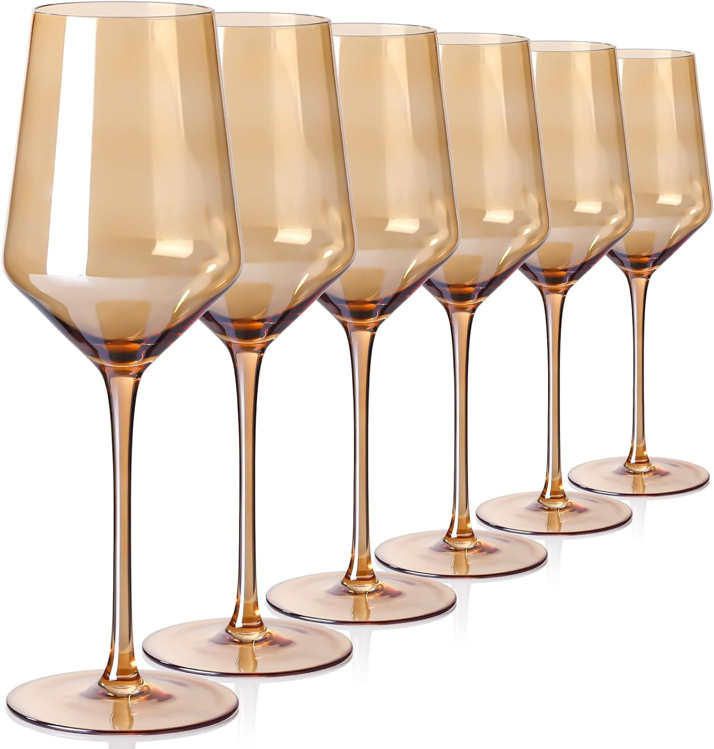 Physkoa Amber Colored Wine Glasses Set 6, 15oz Stemmed Amber Wine Glass-Perfect for Home Party Celebrations, Birthday Wedding Gifts for Wine Lovers-HandBlown|Durable|HandWash | Amazon (US)