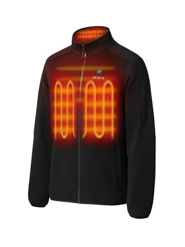 ORORO [Upgraded] Men's 4-Zone Fleece Heated Jacket with Heated Collar, Heating Fleece Jacket with Battery (Black, M) | Amazon (US)