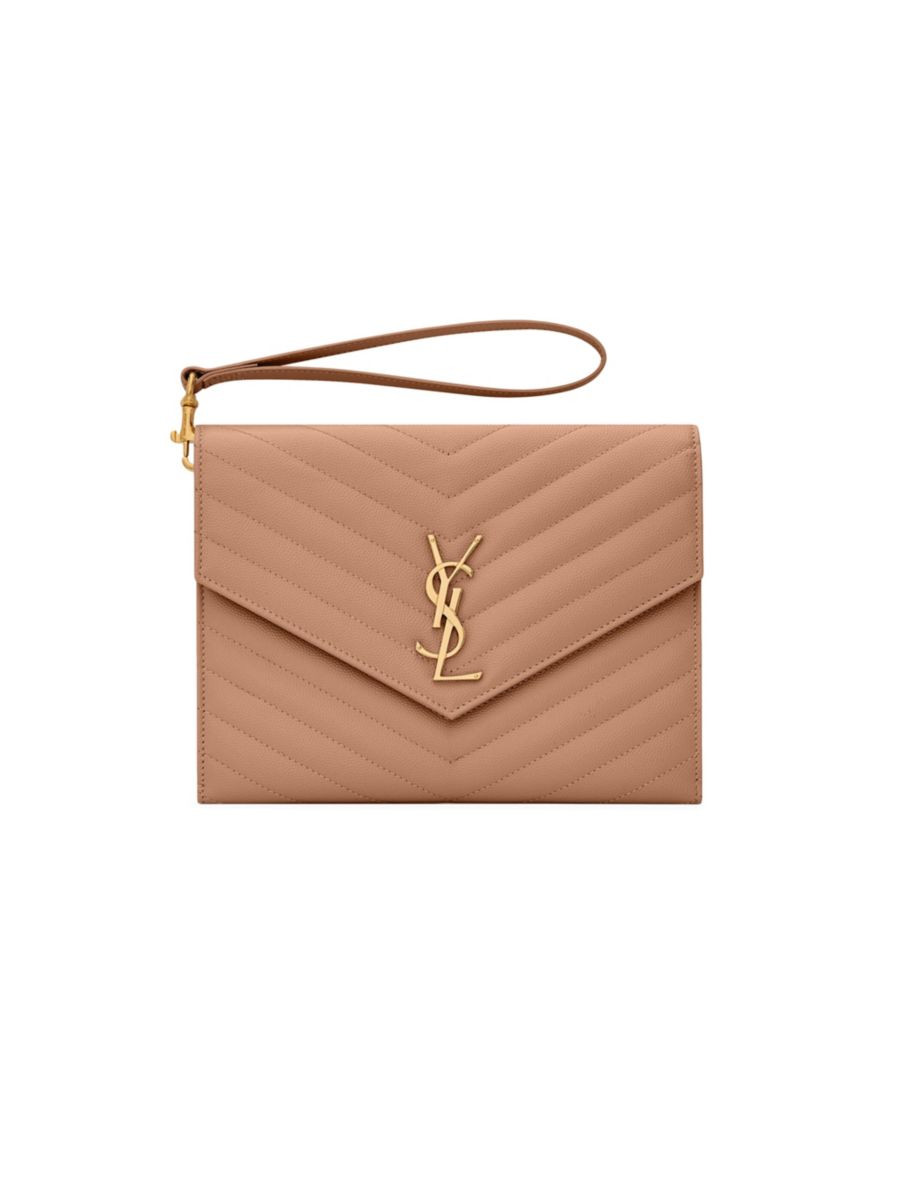 Cassandre Matelasse Flap Pouch in Quilted Grain De Poudre Embossed Leather | Saks Fifth Avenue