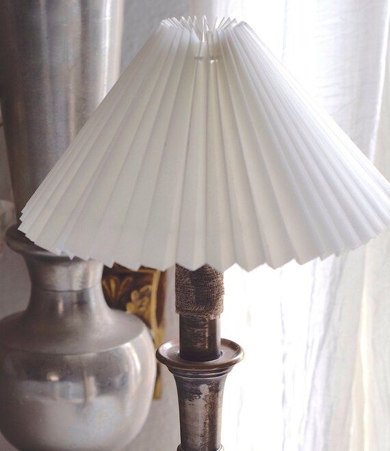 Pure White Plain Mono Colour Pleated "Plisse" Lamp Shade Designer Quality Vintage. Scandinavian S... | Etsy (US)