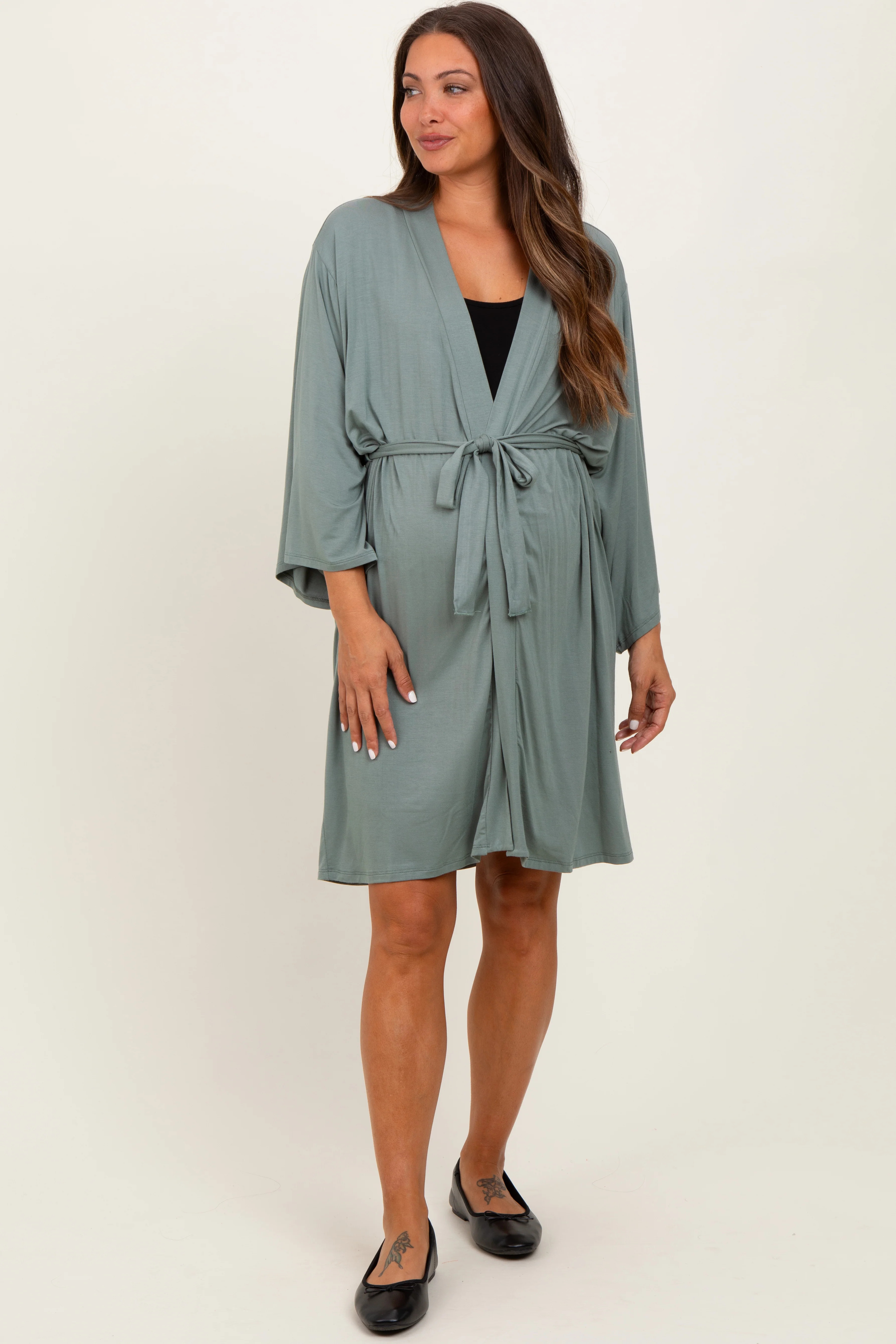 Mint Delivery/Nursing Maternity Robe | PinkBlush Maternity