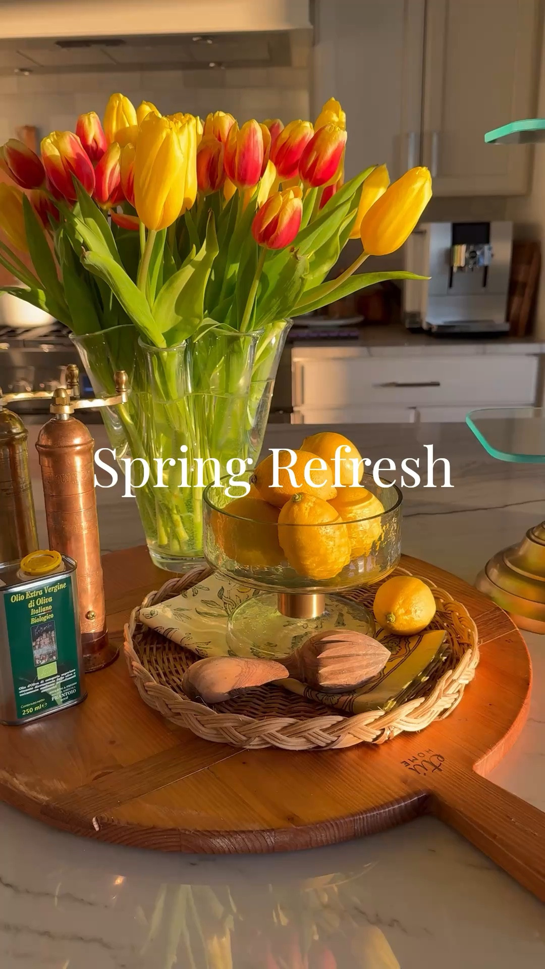 Nothing says spring like fresh tulips, a bowl of lemons, and my favorite olive oil + juicer ready for homemade dressings. It’s the easiest way to make your kitchen feel bright, styled, and lived in.

Simple swaps = instant refresh:
• Fresh tulips for color
• A bowl filled with lemons
• Pretty olive oil bottle left out on display
• My go-to citrus juicer for quick vinaigrettes

I love keeping everything functional but beautiful — if it’s out on the counter, it should be both.

Sharing all my kitchen island spring staples here 🤍🍋🌷


#LTKHome #LTKSpringSale #LTKfoodie