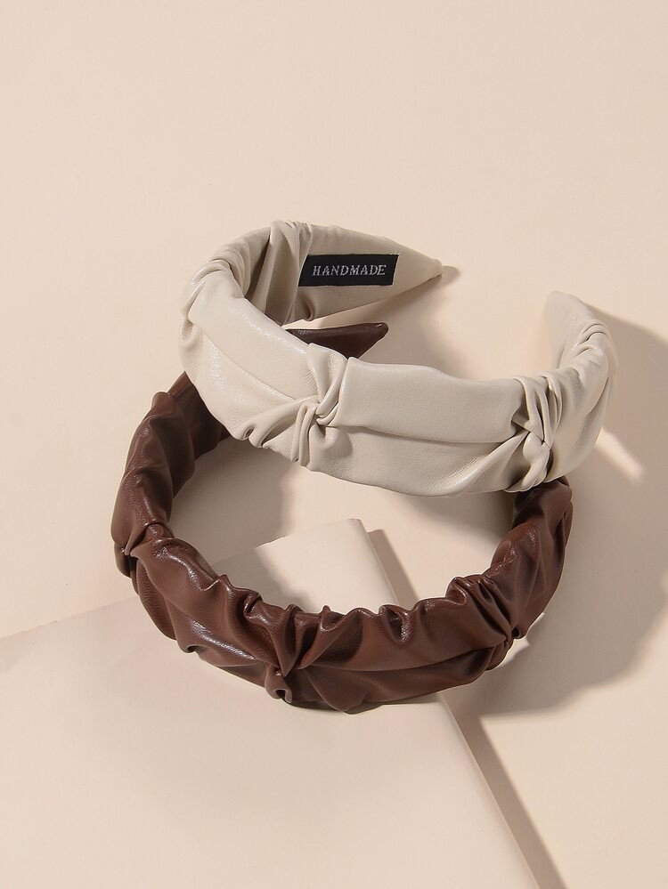 2pcs PU Leather Hair Hoop | SHEIN