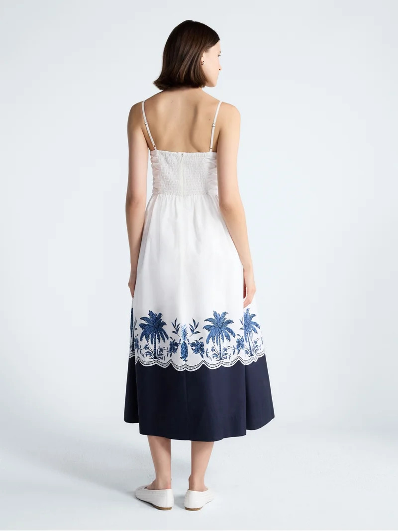 Free Assembly Women's and Women's Plus Sleeveless Ruched Cotton Midi Dress, Sizes XS-4X | Walmart (US)