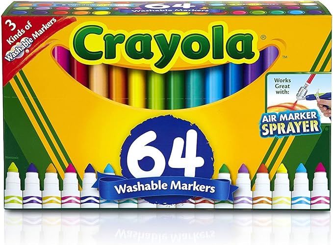 Crayola Washable Marker Set, Gift for Kids, Gel Markers, Window Markers, Broad Line Markers, 64Co... | Amazon (US)