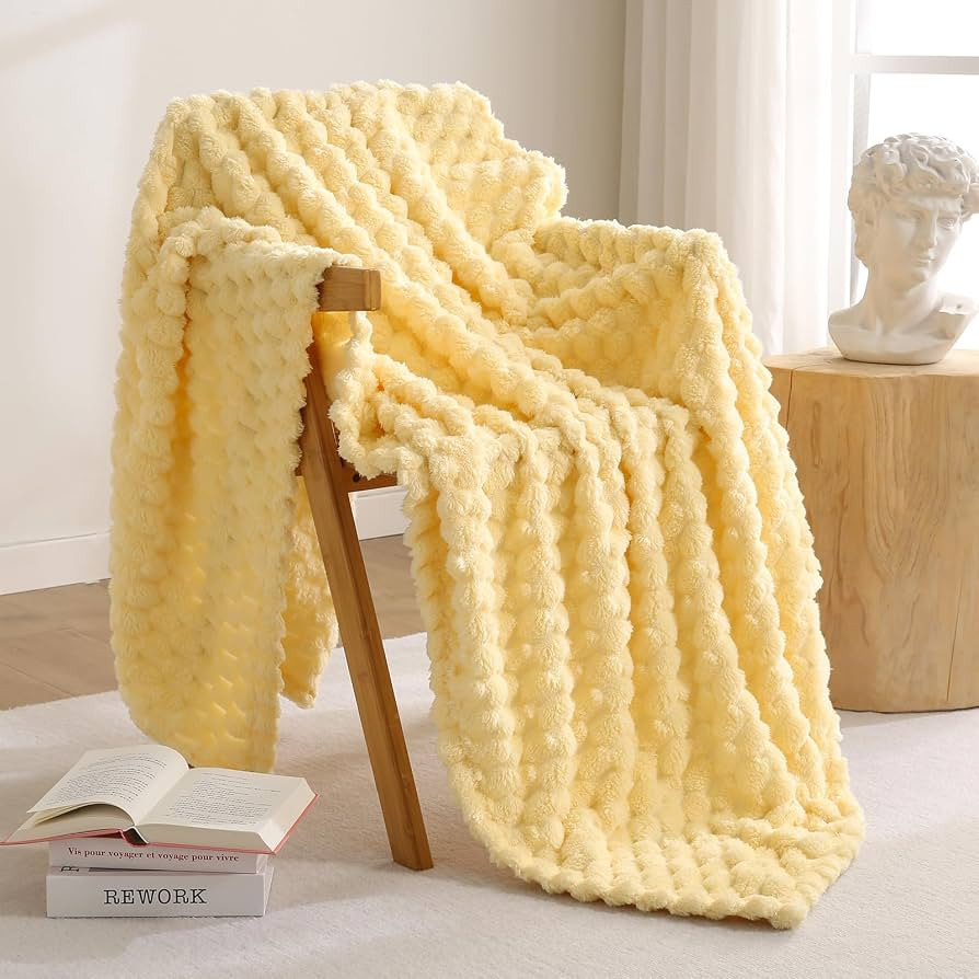 Excervent Big 3D Clouds Stylish Blanket for Bed, 50x70 Inches, Light Yellow | Amazon (US)