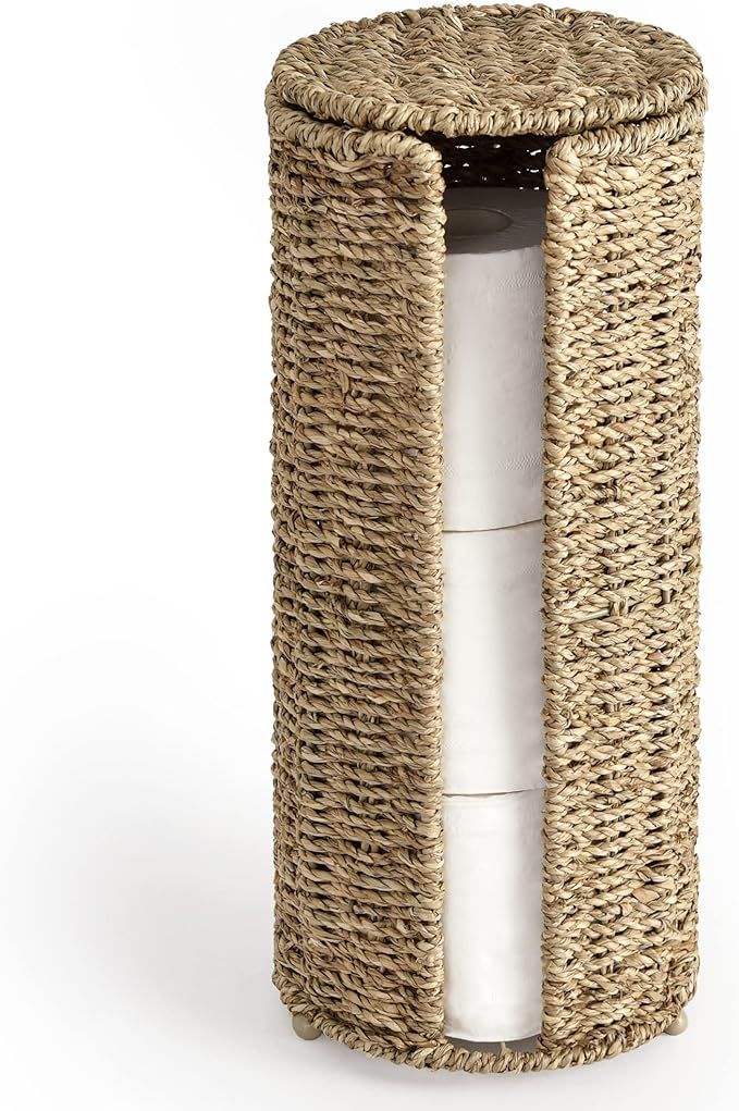 StorageWorks Seagrass Free Standing Toilet Paper Holder, 3 Rolls of Toilet Tissue Storage, Toilet... | Amazon (US)