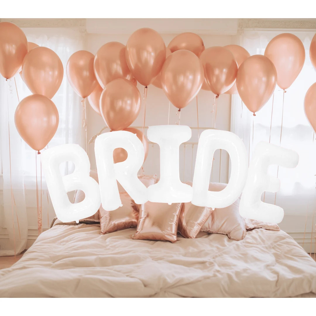 Jumbo White BRIDE Balloon Letters: Bachelorette Party Decor - Etsy | Etsy (US)