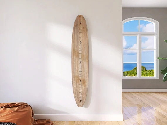 Seaside Series Surfboard Growth Chart Natural  Wooden Height - Etsy | Etsy (US)