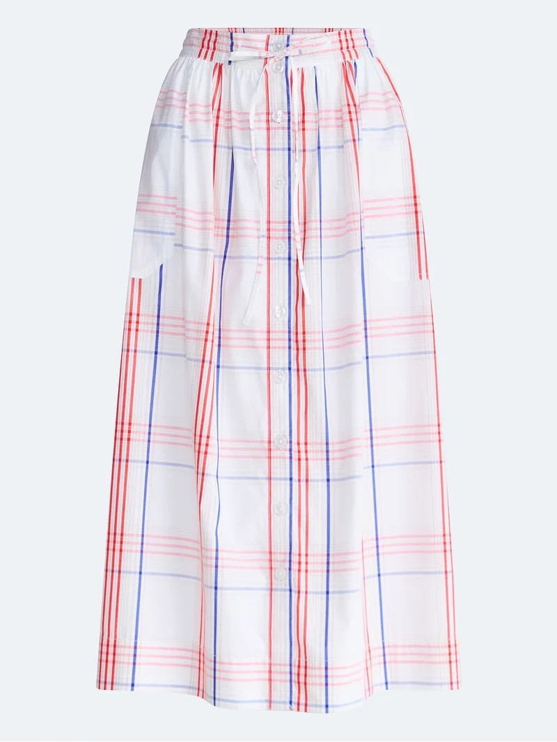 Free Assembly Women's and Women's Plus Button-Front Cotton Maxi Skirt, Sizes XS-4X | Walmart (US)