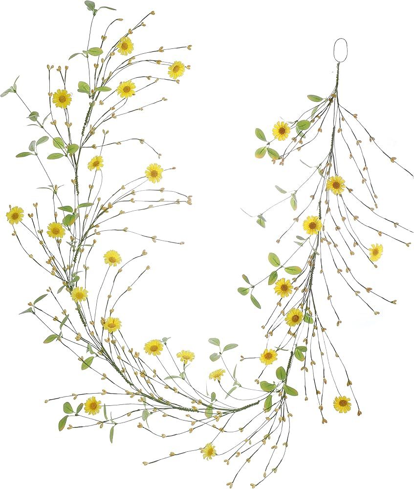 LLZLL Spring Garland-5FT/60IN Long Spring Daisy Garlands with Green Leaves and Pip Berries for Sp... | Amazon (US)