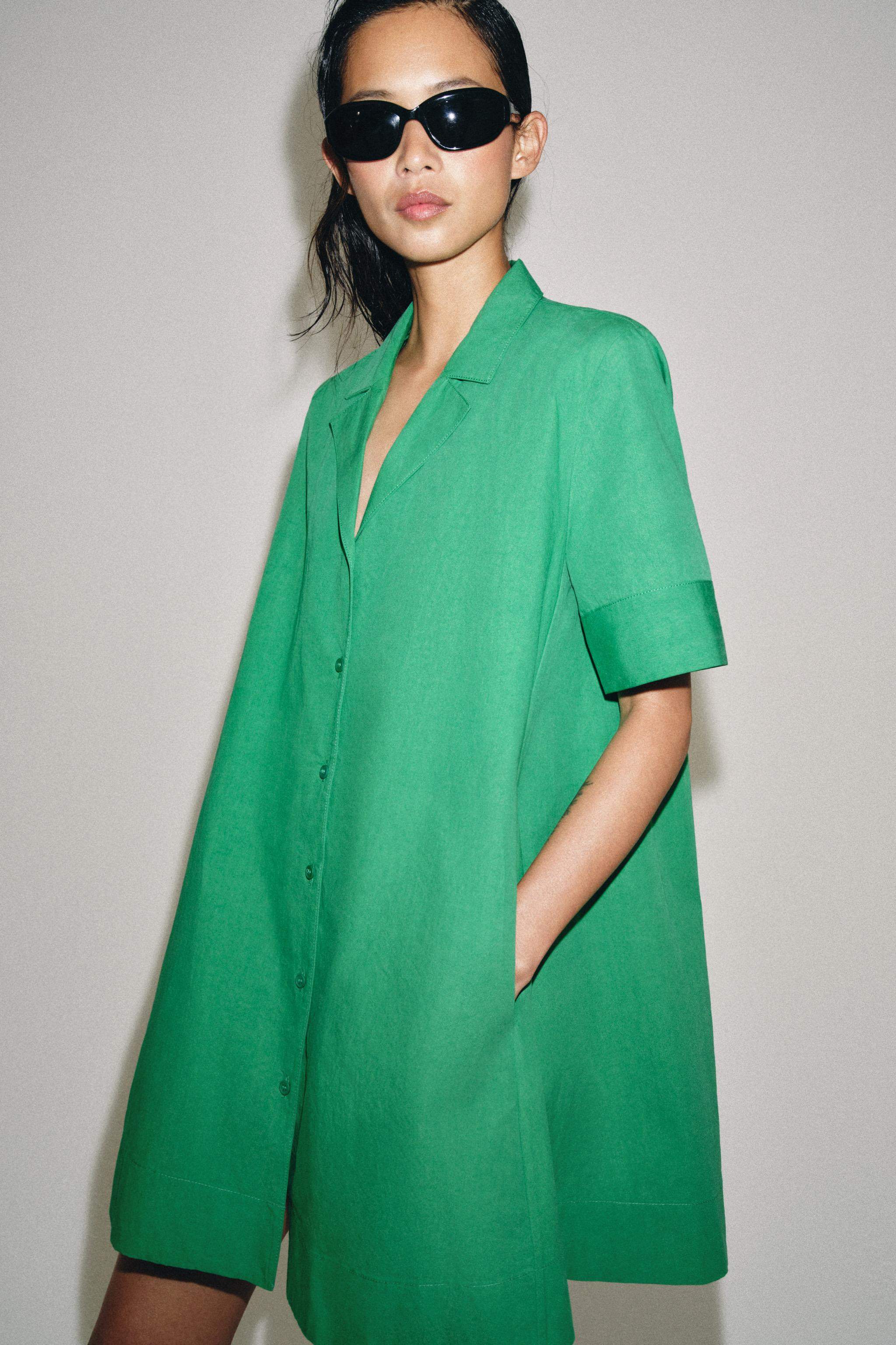 ZW COLLECTION SHORT SLEEVE SHIRT DRESS | Zara US