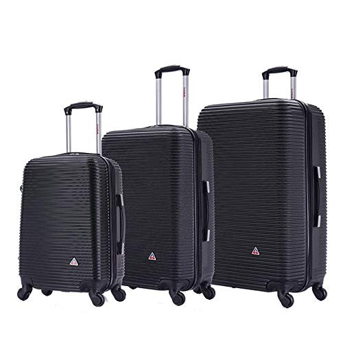 InUSA ROYAL 3-Piece Hardside Spinner Luggage Set Durable Lightweight Black | Amazon (US)