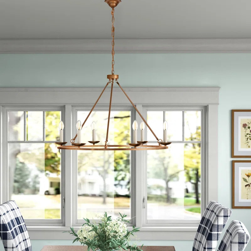 Pickensville 6 - Light Dimmable Wagon Wheel Chandelier | Wayfair North America