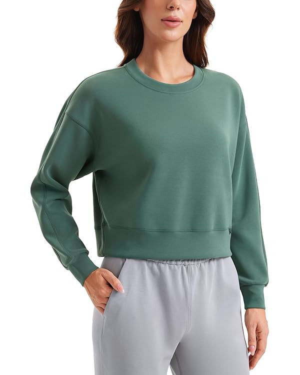 CRZ YOGA SoftAura Pullover Sweatshirt for Women - Crewneck Workout Casual Basic Fall Sweat Shirts | Amazon (US)