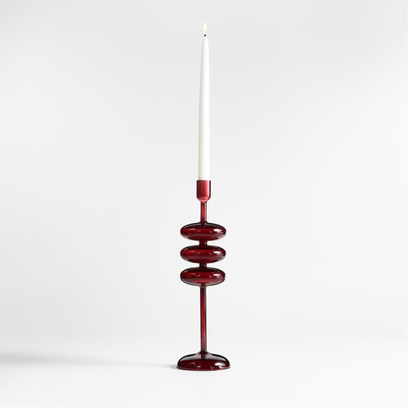 Venezia Large Red Glass Taper Candle Holder + Reviews | Crate & Barrel | Crate & Barrel