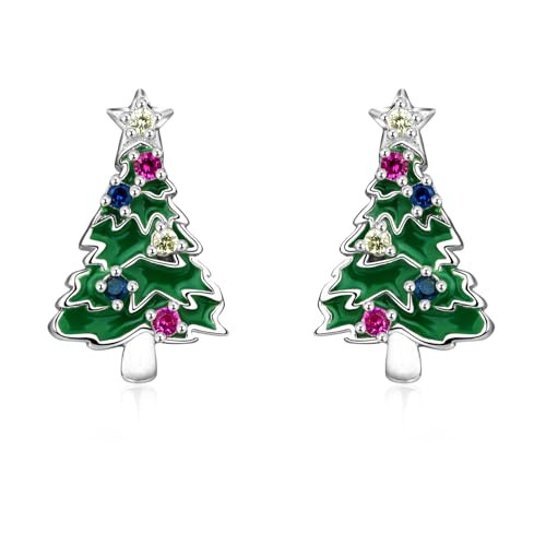 Christmas Tree Earrings for Women 925 Sterling Silver Hypoallergenic Christmas Tree Stud Earrings Christmas Party Jewelry Gifts for Women Sensitive Ears | Amazon (US)