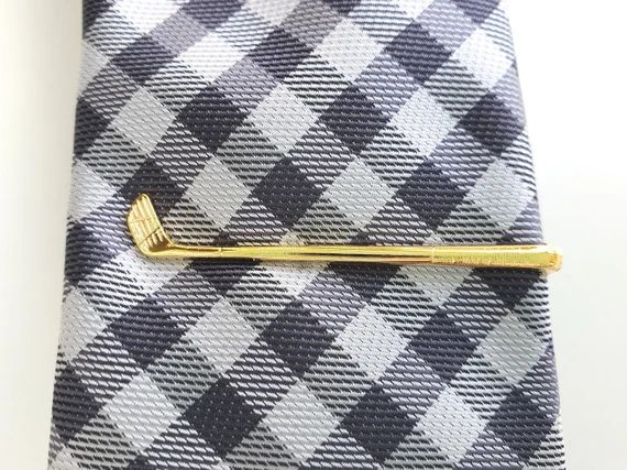 Gold Golf Club Tie Clip, 24k Gold Plated Tie Bar, Modern, Golf, Fathers Day, Gift for Men, Weddin... | Etsy (US)