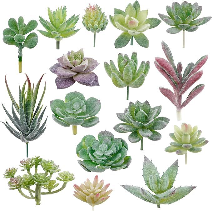Augshy Artificial Succulents, 16 Pack Fake Succulents Plants Artificial Small Fake Plants Faux Su... | Amazon (US)