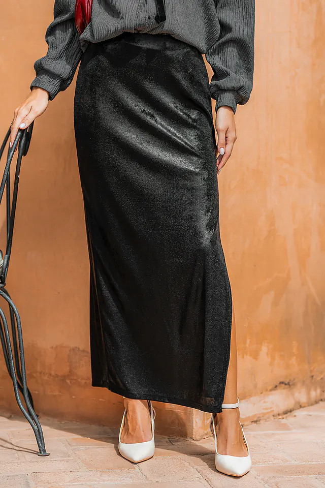 Eclipse Black Maxi Skirt | Cupshe US