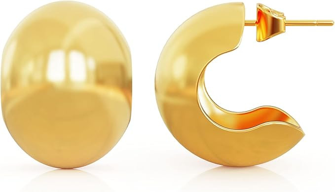 POVIK Gold Hoop Ball Earrings for Women, 14k Gold Plated Chunky Hoop Earrings Twisted Rope Hoop E... | Amazon (US)