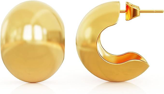 POVIK Gold Hoop Ball Earrings for Women, 14k Gold Plated Chunky Hoop Earrings Twisted Rope Hoop E... | Amazon (US)