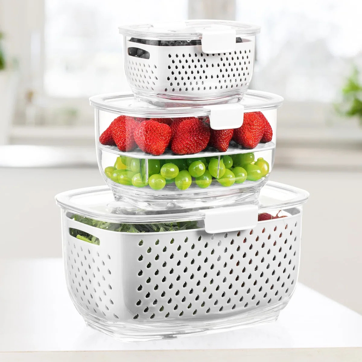 Prep & Savour Fresh Produce Vegetable Fruit Storage Containers, Bpa-free Fridge Storage Container... | Wayfair North America