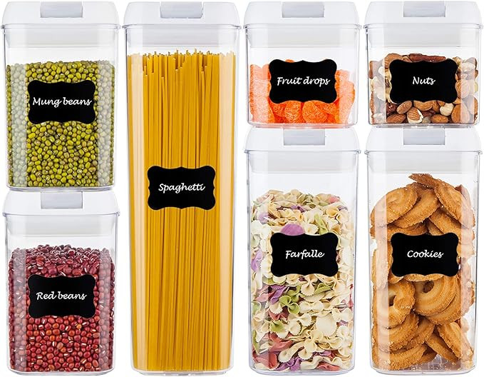 Airtight Food Storage Containers,Vtopmart 7 Pieces BPA Free Plastic Cereal Containers with Easy L... | Amazon (US)