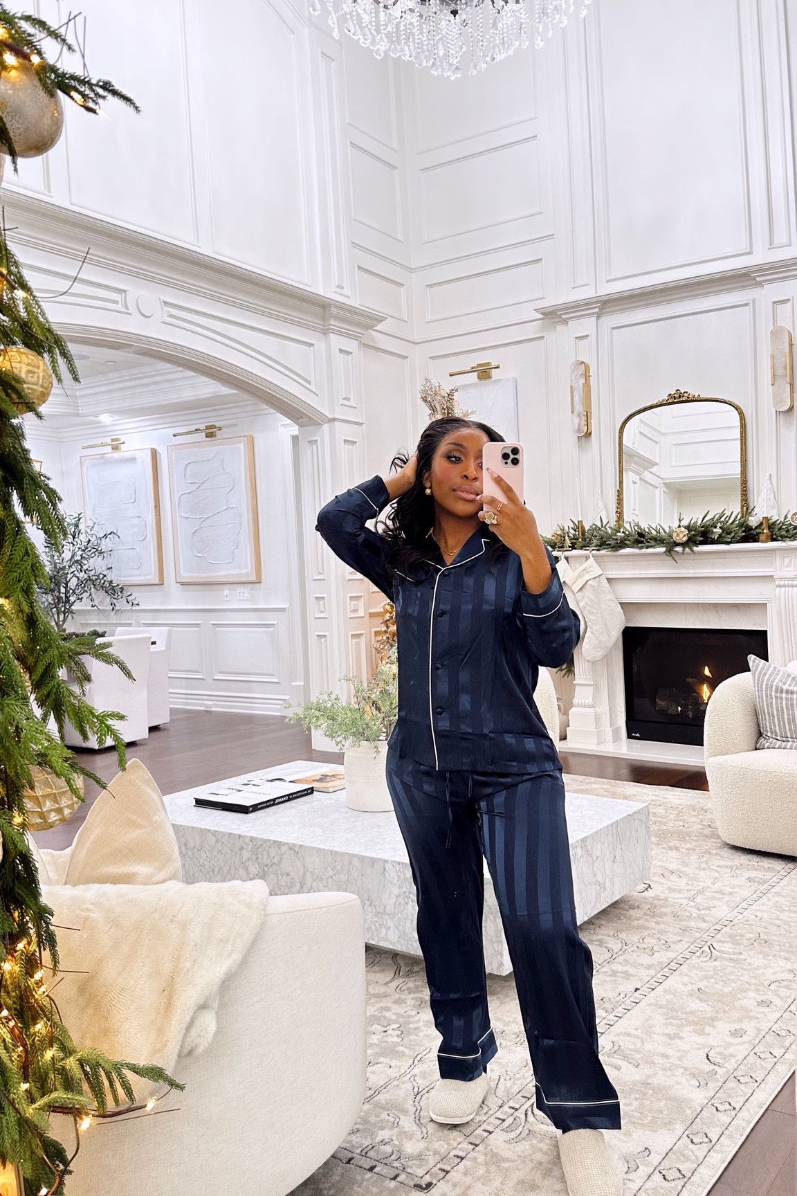 Navy Jacquard holiday PJs 

#LTKHoliday