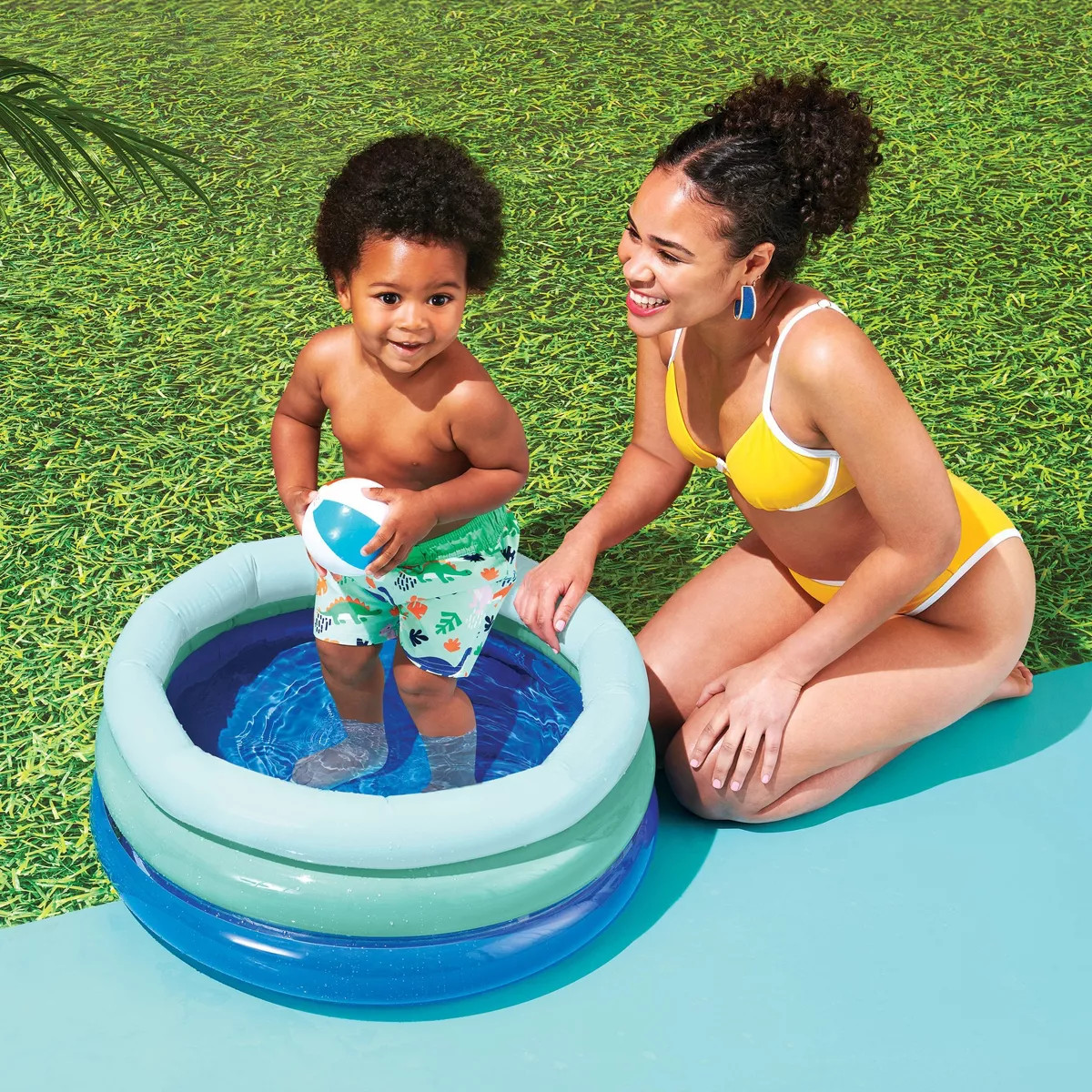 5.91'' x 1.97'' x 7.87'' Mini 3 Ring Pool 43 gal Oval Kiddie Pool - Sun Squad™ | Target