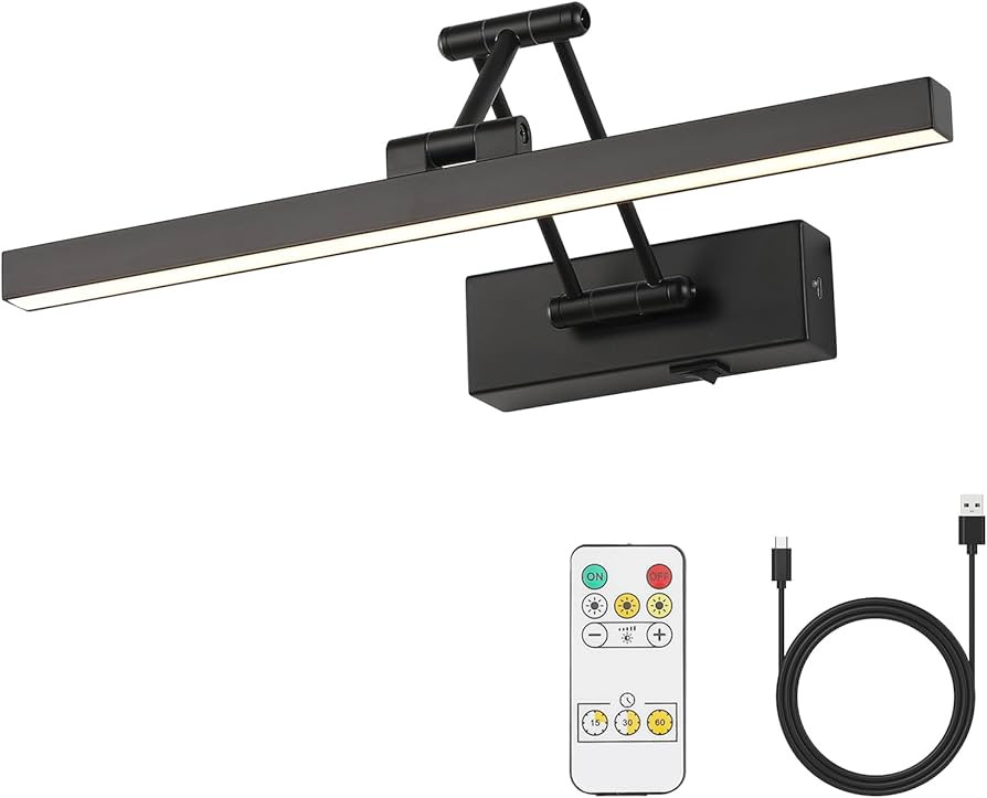 PASOAR Picture Light Battery Operated 15.7' Inch Long Rechargeable Wall Sconce Dimmable LED Libra... | Amazon (CA)