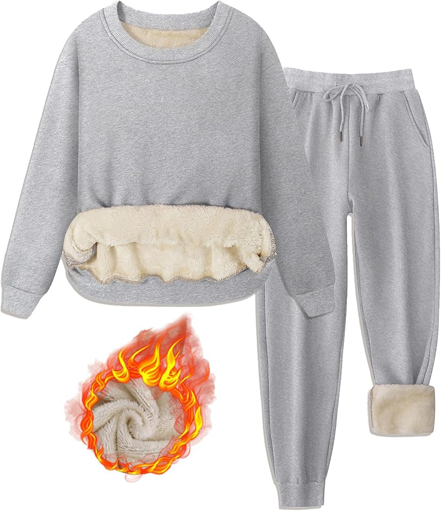 Colorful world Fleece Lined Lounge Sets for Women 2 Piece Outfits Tracksuit Pullover Hoodies Tops... | Amazon (US)