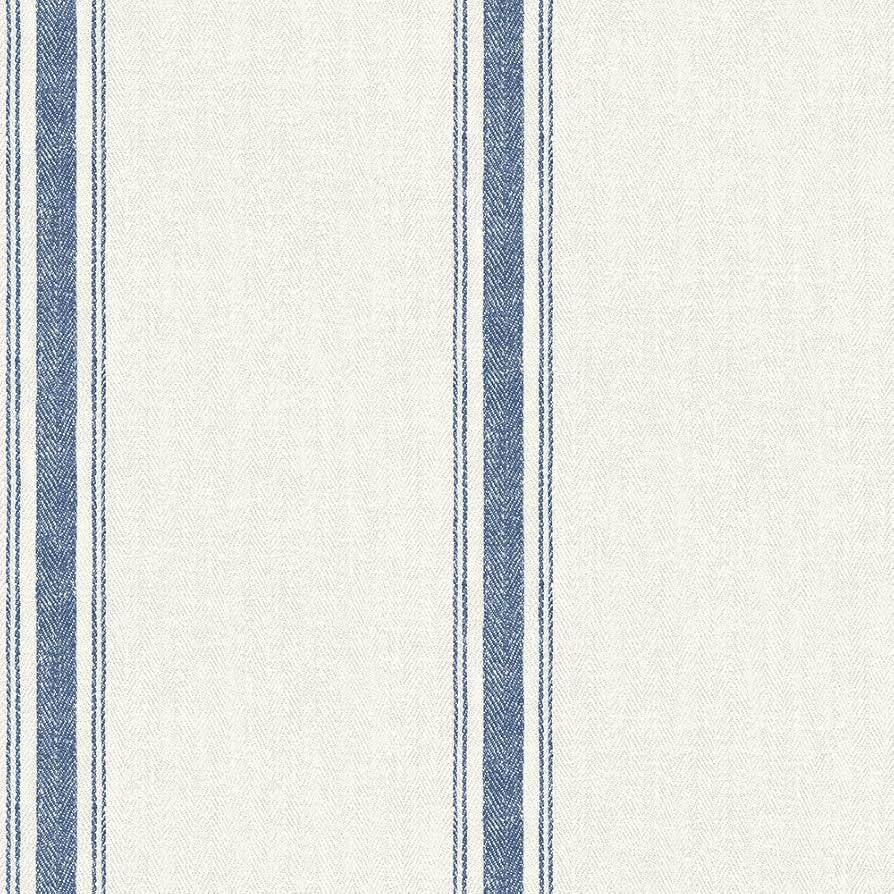 Chesapeake 3115-12462 Linette Fabric Stripe Wallpaper, Blue | Amazon (US)