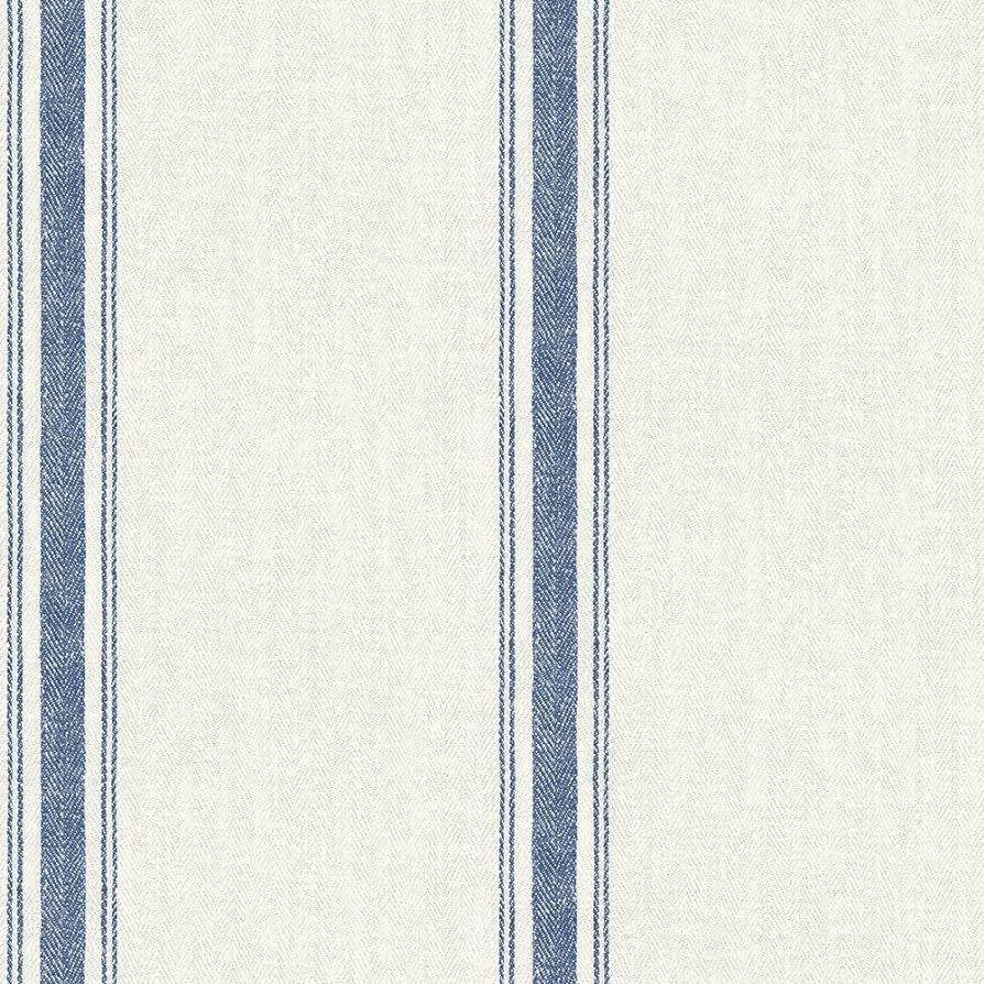 Chesapeake 3115-12462 Linette Fabric Stripe Wallpaper, Blue | Amazon (US)