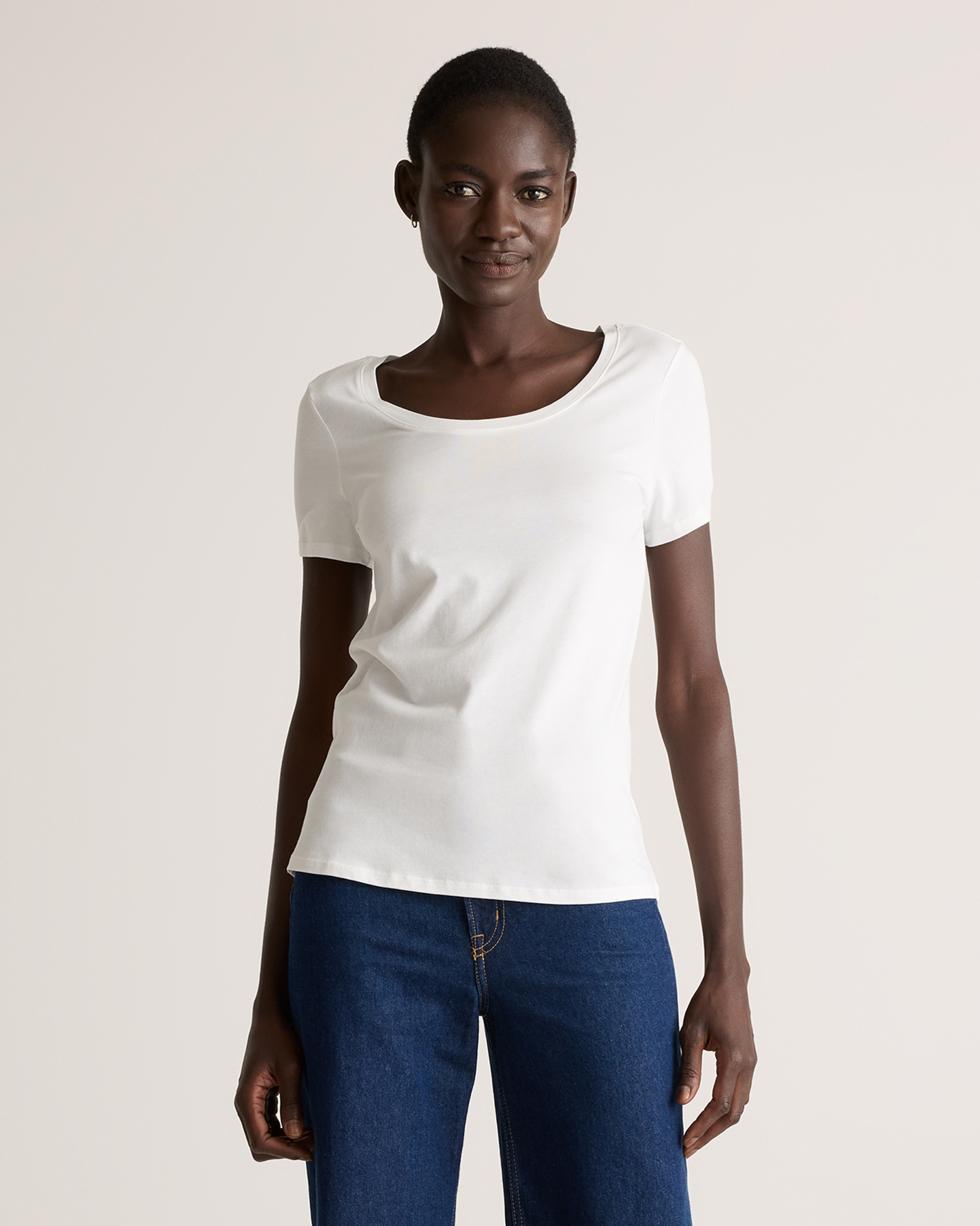 Quince | Women's Cotton Modal Crew Neck T-Shirt in White, Size Medium, Cotton/Modal | Quince