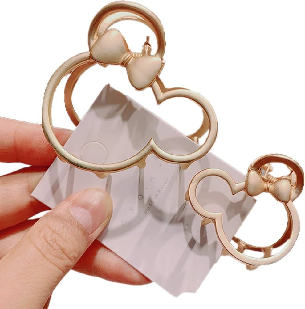 Large Metal Hair Claw Clips (2-Pack), Mouse Lady Thick Hair Barrette, Hollow Non-slip Hair Catch ... | Amazon (US)