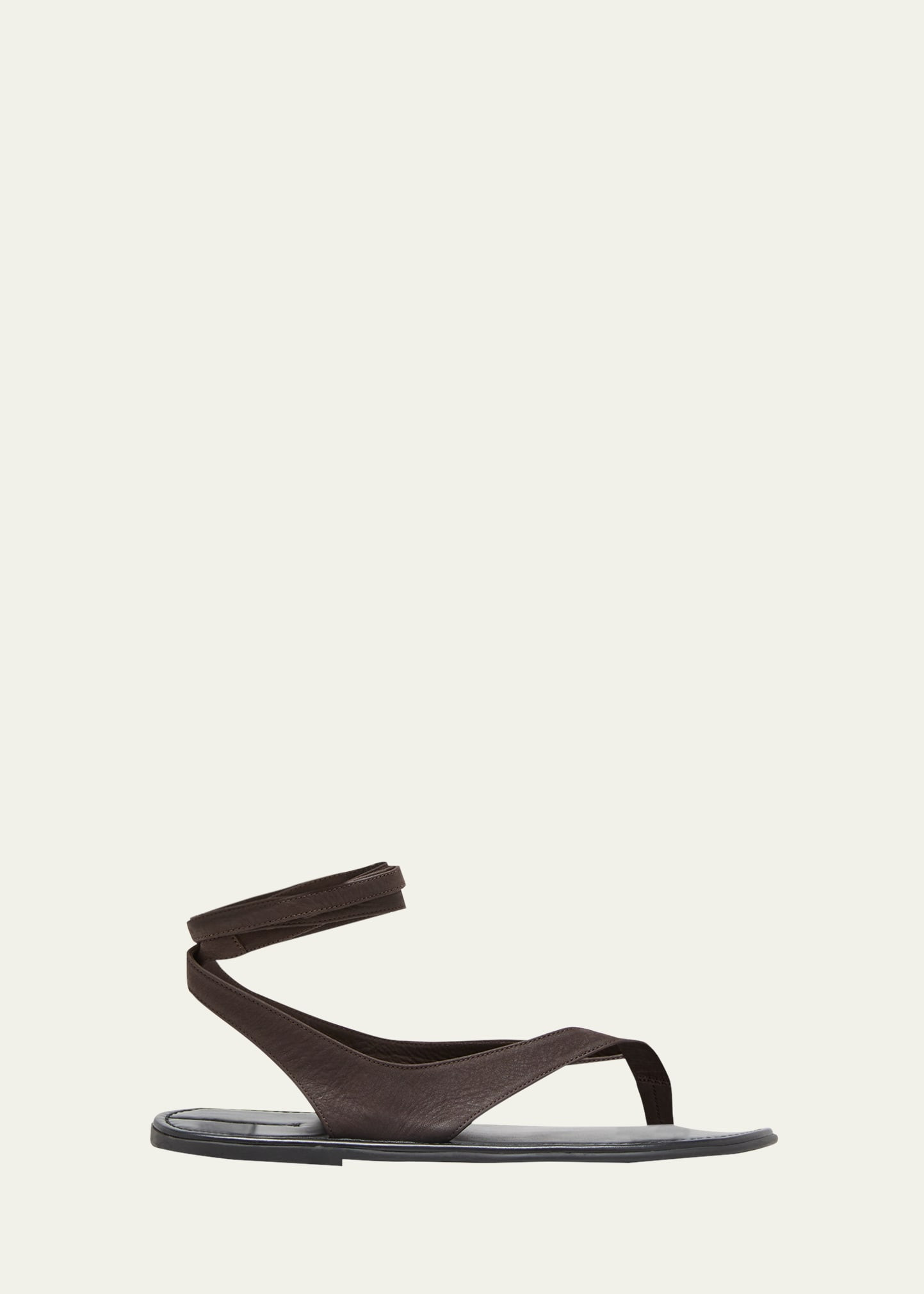 THE ROW Leather Ankle-Wrap Beach Sandals | Bergdorf Goodman