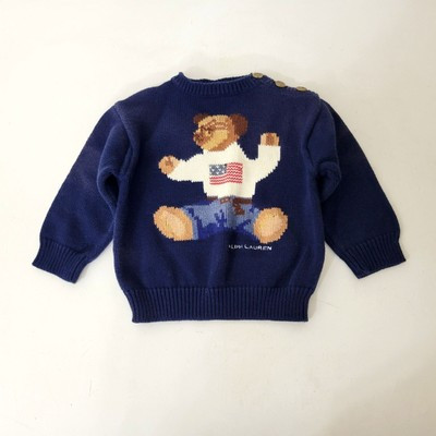 Polo Ralph Lauren Sweater 12m-24m with Sitting Teddy Bear with American Flag Des | eBay US