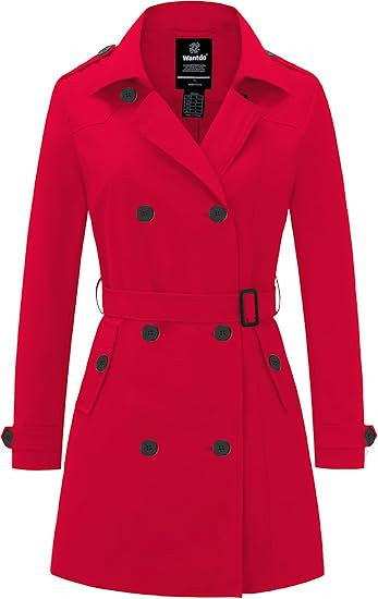 wantdo Women's Waterproof Trench Coat Classic Lapel Outerwear Coat with Belt | Amazon (US)